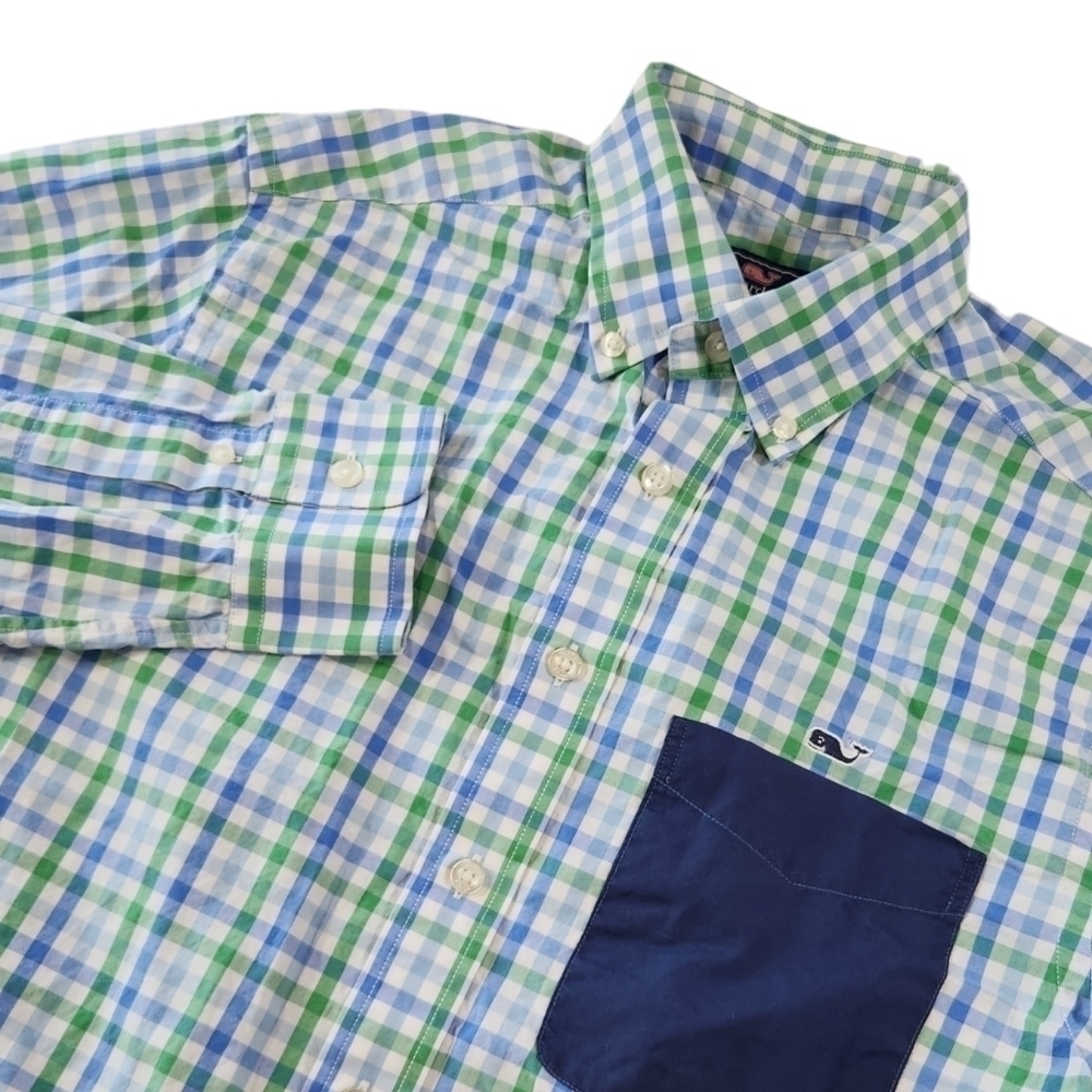 Vineyard Vines Slim Fit Whale Shirt Mens Size S Long Sleeve Button Down Plaid